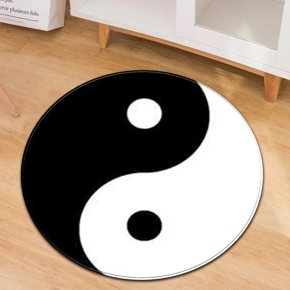Yin Yang Taiji Round Rug Flower Of Life Gym Indian Buddha Statue Yoga Meditation Mat Non-Slip Chair Mat Decoration