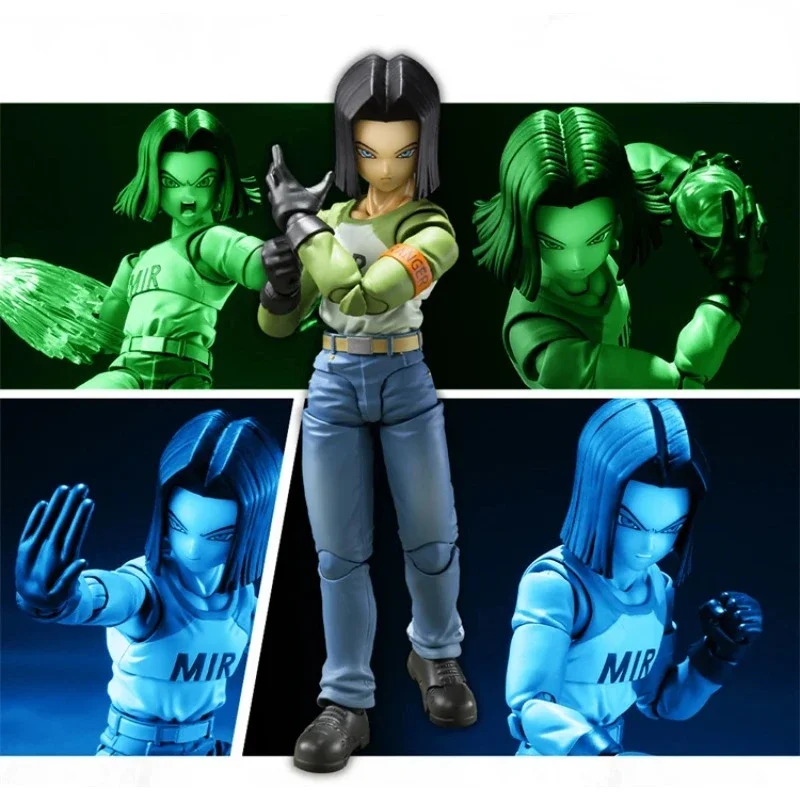 Bandai-figuras de acción de Dragon Ball, set de juguetes originales SHF, Super, Android 17, 18, torneo de poder, Anime, Fighter, para regalo