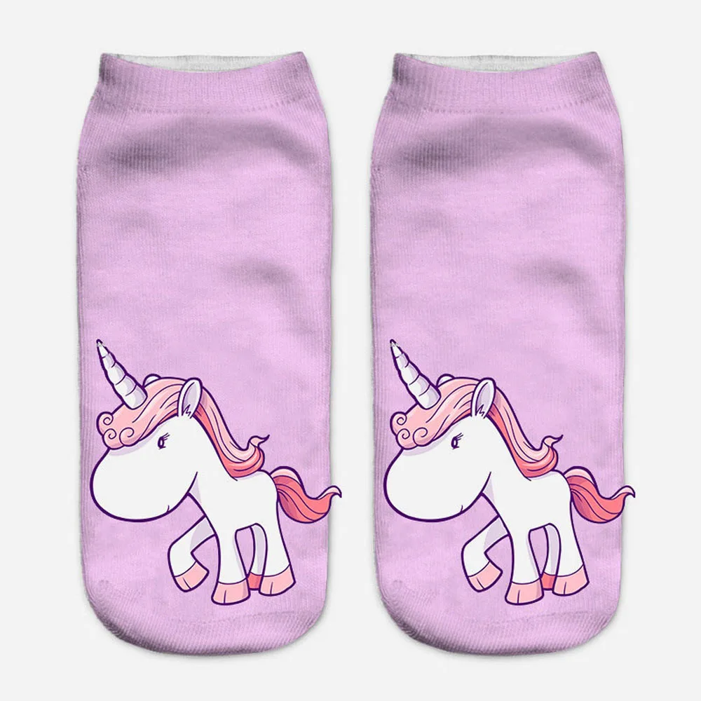 Harajuku 3D Druck Einhorn Frauen Kawaii Ankle Licorne Chaussette Femme Calcetines Mujer Nette Kunst Socken Unisex – Detail 23