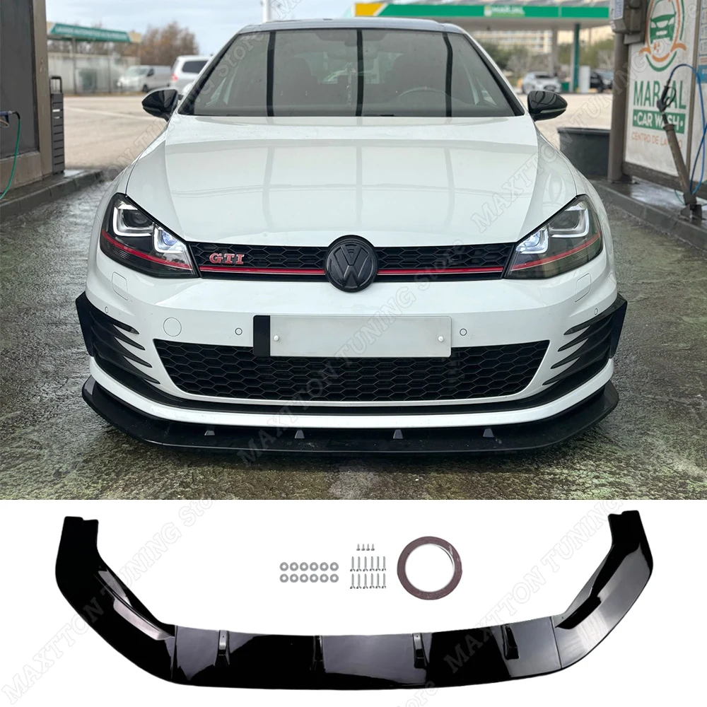 

Для VW Golf MK7 MK7.5 GTI GTD R Rline 2013-2020 ABS Глянцевый черный автомобильный передний бампер, разделитель губ, спойлер, диффузор, комплект кузова, тюнинг