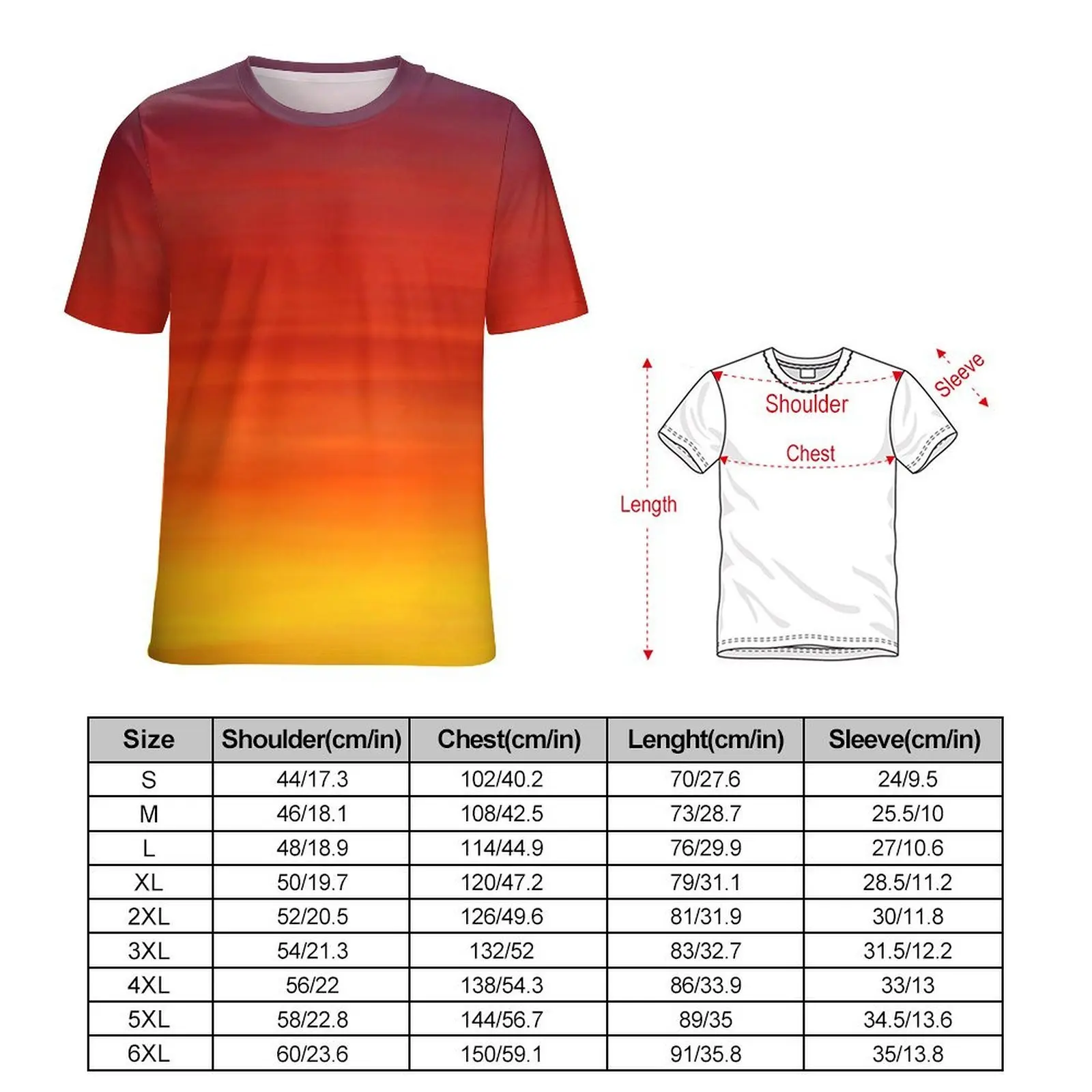 Man Bright Sunset T Shirt Red and Orange Sky Retro T-Shirts Short-Sleeve Custom Tshirt Cheap Summer Awesome Oversized Clothes