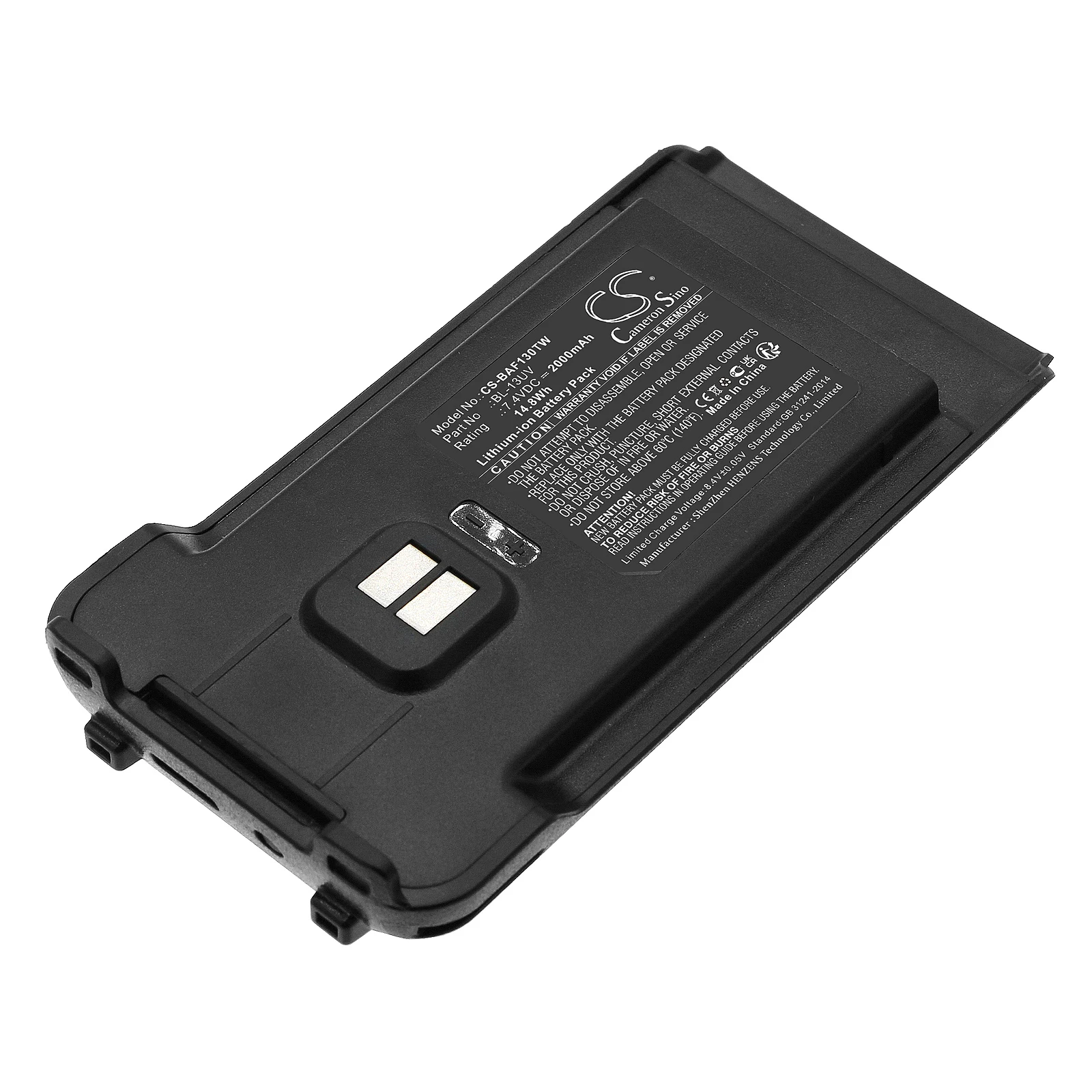 

Li-ion Two-Way Radio Battery for Baofeng, 7.4V, 2000mAh, Compatible Models: GM-15 Pro, MU-5 MURS, P15UV, RT-85, TP-8 Plus,UV-88