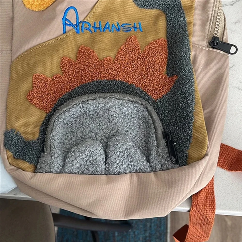 Infant Cartoon Dinosaur Bag, presente do dia das crianças, Animal Mochila, nome personalizado, Custom, Kids Schoolbag, Novo