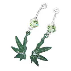 1pair Crystal Navel Ring Maple of Leaf Dangled Belly Piercing Surgical Nombril Ombligo Belly Button Rings for Women Body Jewelry