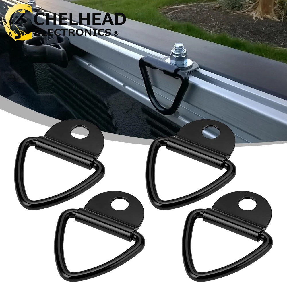 4PCS 1000LBS Black Steel V-Ring Tie Down Anchors, Surface Mount Bolt Cargo Anchors for Truck Trailer Bed Desk Rail Lashing