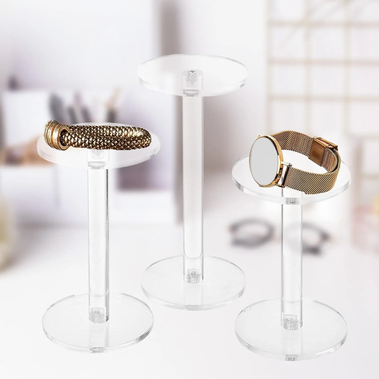 

3x Round Acrylic Finger Rings Riser Dessert Tower Holder Sturdy Jewelry Display for Jewelry Rings Small Cake Bracelets Watches