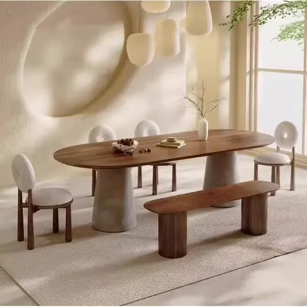 Factory Direct 2026 Nordic style long table workbench oval solid wood conference table simple modern negotiation desk training t