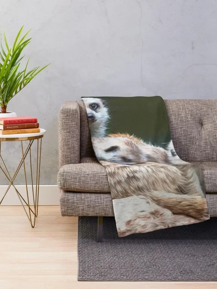 Meerkat Family(digital painting) Throw Blanket Luxury Designer Sleeping Bag Blankets