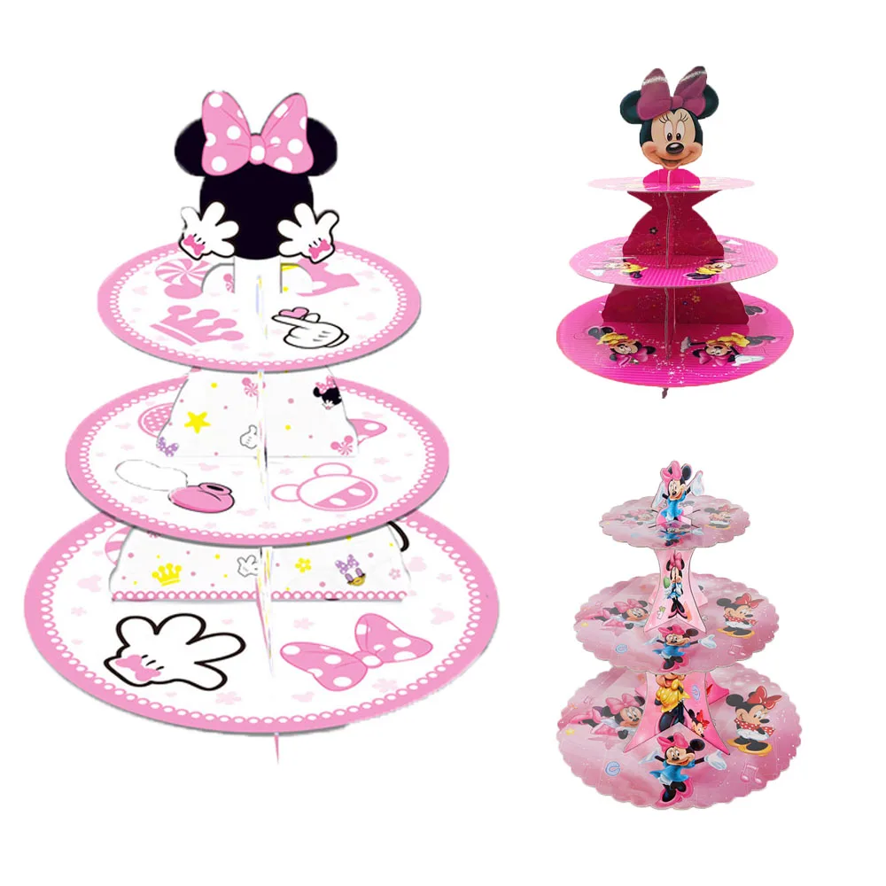 

Disney Minnie Mickey Mouse Cake Stand Party Decorations For Baby Shower Kids Favors Cake Flag Anniversaire Party Cake Supplies