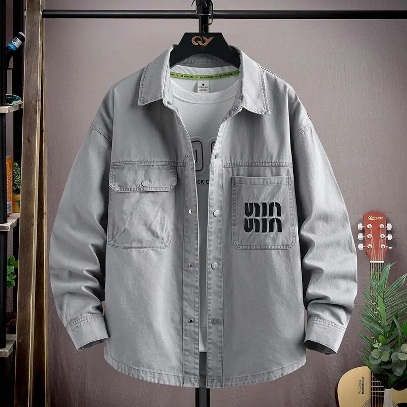 

2023 весна и осень, новая мужская модная повседневная джинсовая рубашка высокого качества с воротником, модная модная куртка, пальто