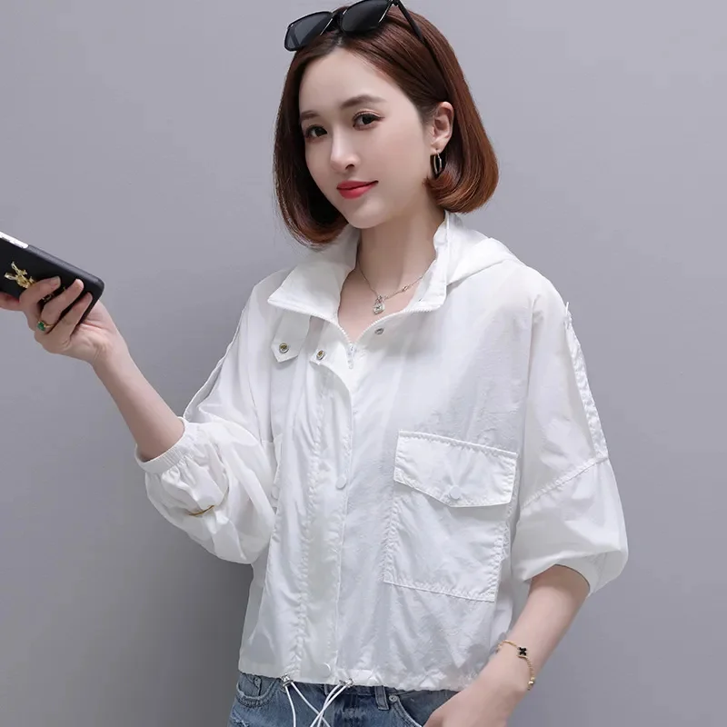 Manteau de Protection solaire pour femmes, nouvelle veste d'été à capuche, vêtements de Protection solaire, courte, respirante, Protection UV, vêtements d'extérieur fins, 2025