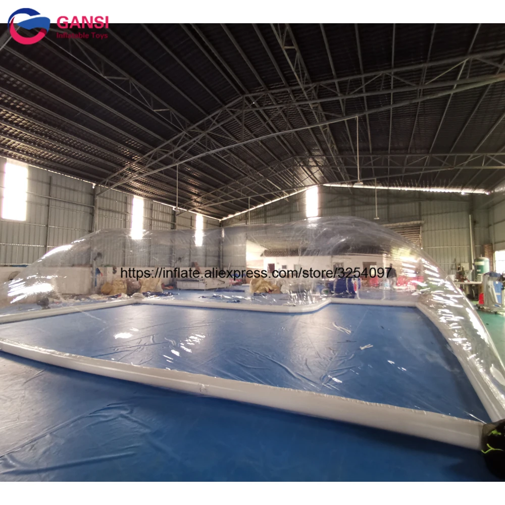 Clear pvc waterproof dust inflatable transparent dome tent for swimming pool