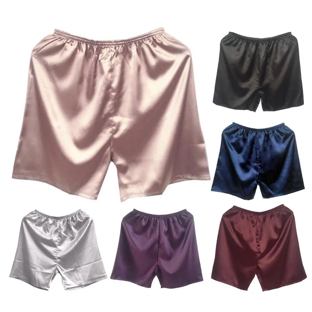 Sleepwear Shorts Men Sleeping Shorts Men's Imitation Silk Casual Shorts with Elastic Waistband Smooth for Homewear for Comfort