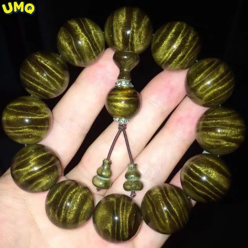 

Jinsinanmu Shady Chenmu Hand String Green Material Gentian Pattern Full of Water Waves Sichuan Ebony 2.0 Buddha Bead Hand String