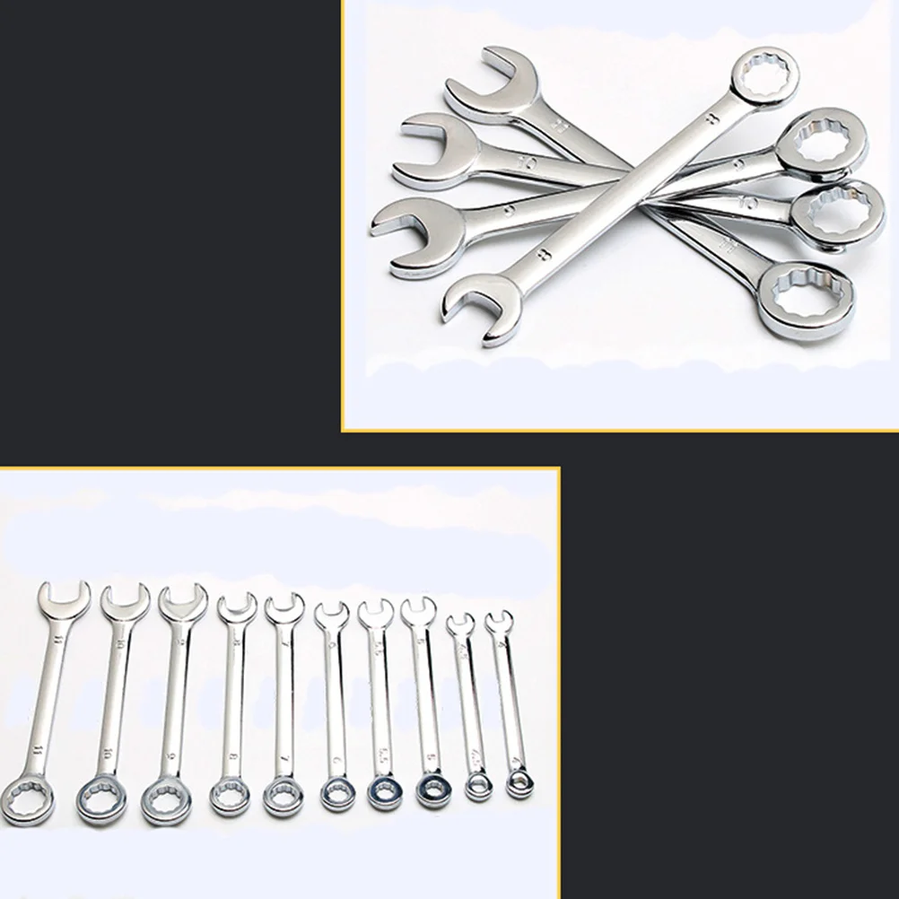 

10Pcs Mini Portable Dual Head Wrench Spanner Set Tool Steel High Durability Polished Surface Easy Handle for Home Factory Use