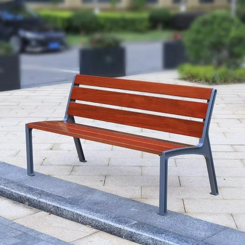 تخصيص المصنع مباشرة العرض في الهواء الطلق مقعد أثاث الحدائق الحديثة الألومنيوم الخشب الصلب مقعد الانتظار للشارع #1