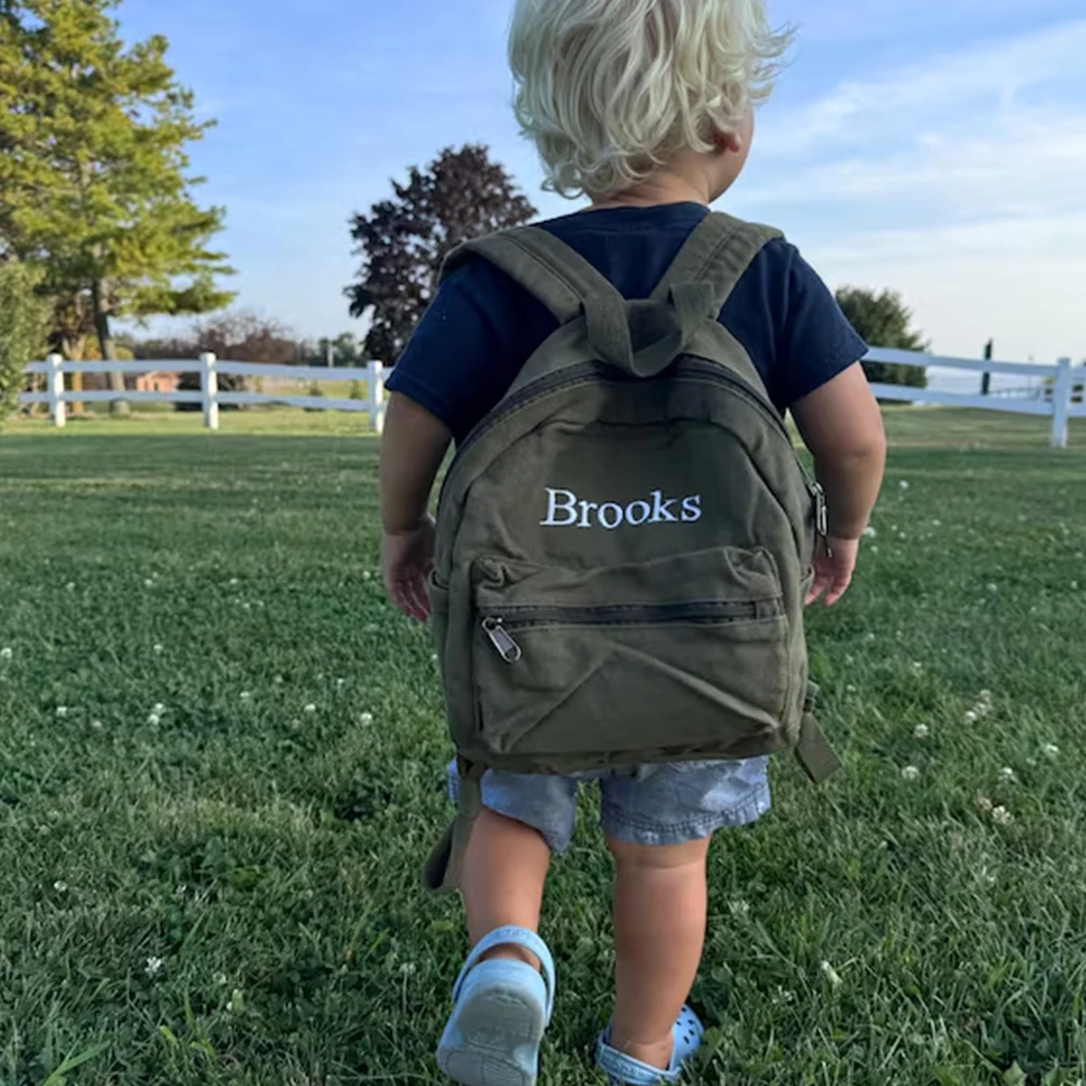 

Small Outdoor Backpack with Names Boys Girls Schoolbag New Custom Personalized Name Student Canvas Travel Washable Backpacks