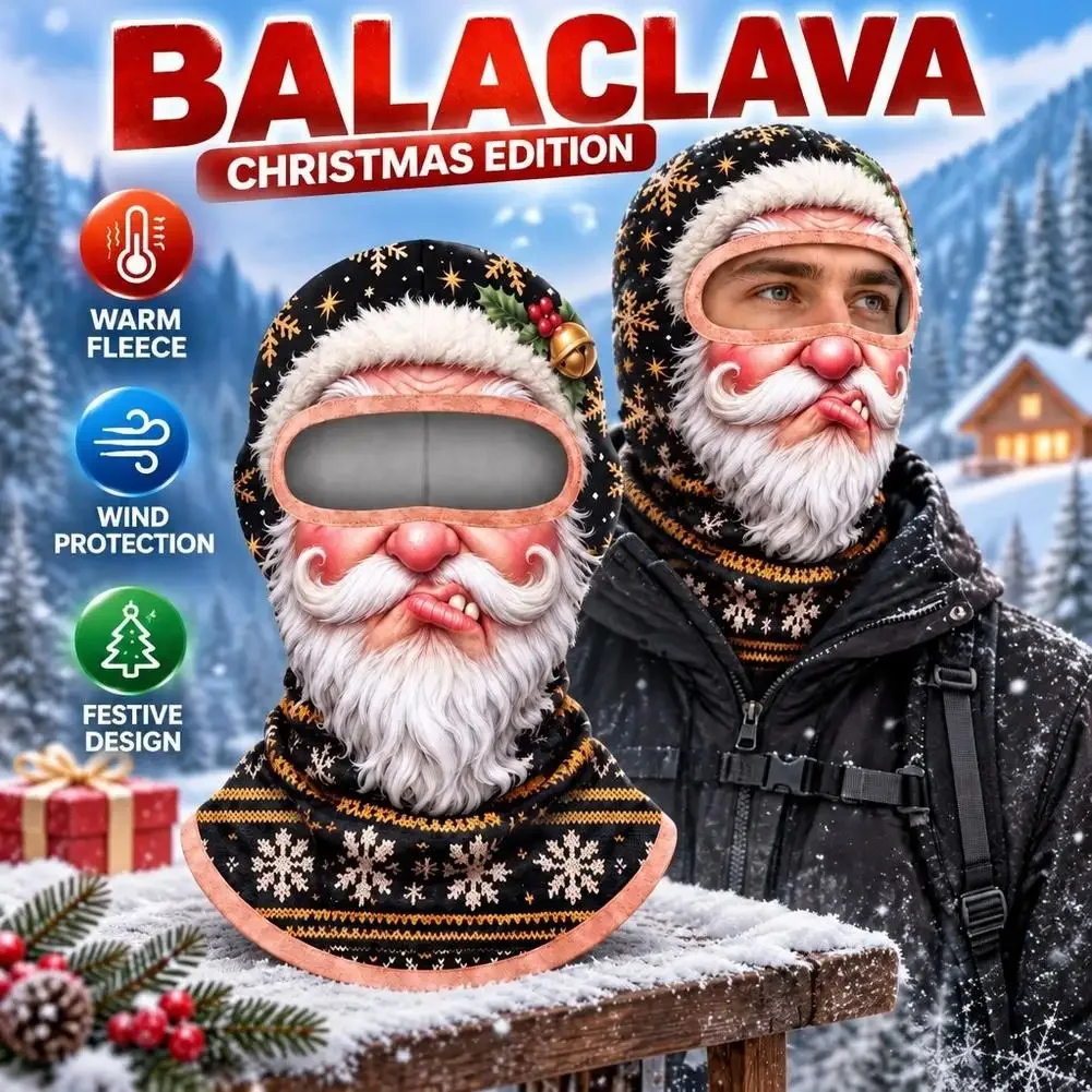 Prank 3D Printed Funny Mask Face Balaclava Thermal Santa Claus Full Face Hood Windproof Hat Mask For Outdoor Cycling Skiing Run