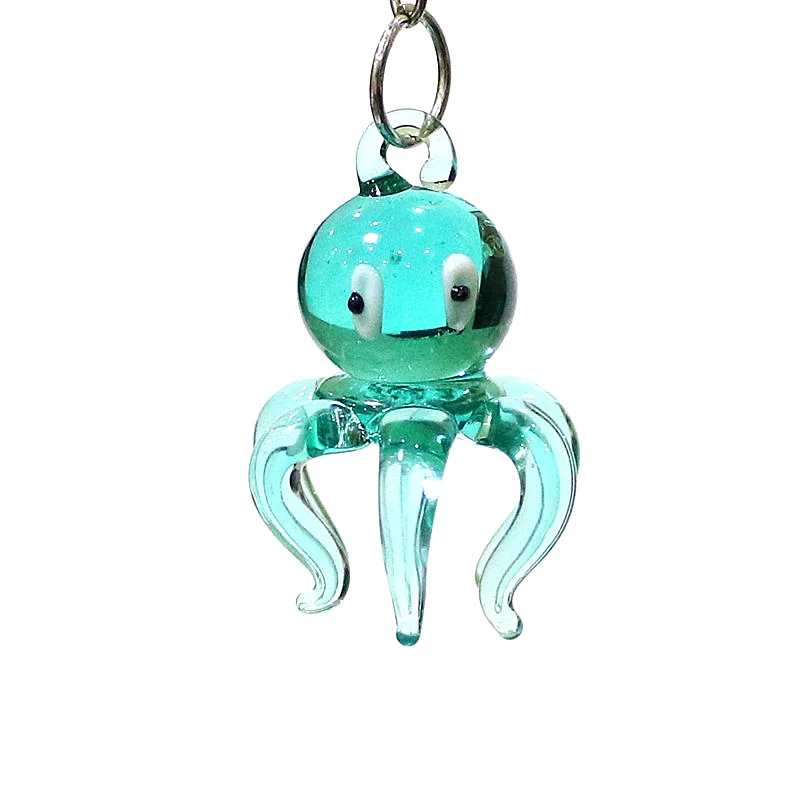 Hangende glazen octopus mini beeldje hanger aquarium decor handgemaakte schattige zee dier klein standbeeld ornament nieuwjaar cadeaus voor kinderen