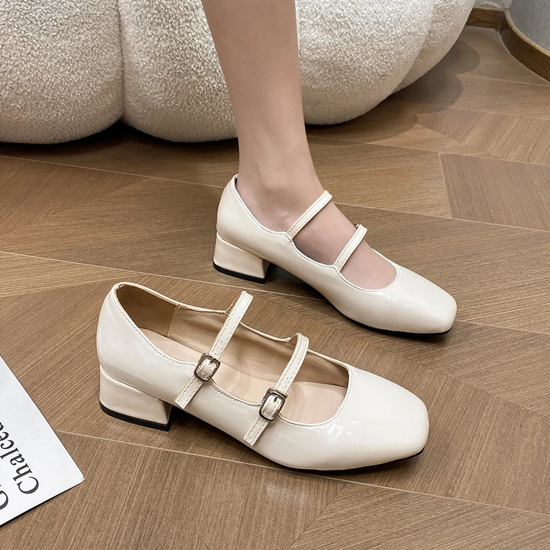 2025 جديد خمر ماري جين حذا فردي للسيدات الربيع والصيف الاسلوب المناسب أحذية بكعب سميك أحذية من الجلد الصغيرة #2