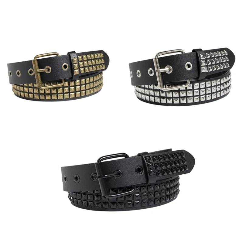 

Y166 Harajuku Waist Belt for Teens Adult Subculture Waist Belt with Square Rivet