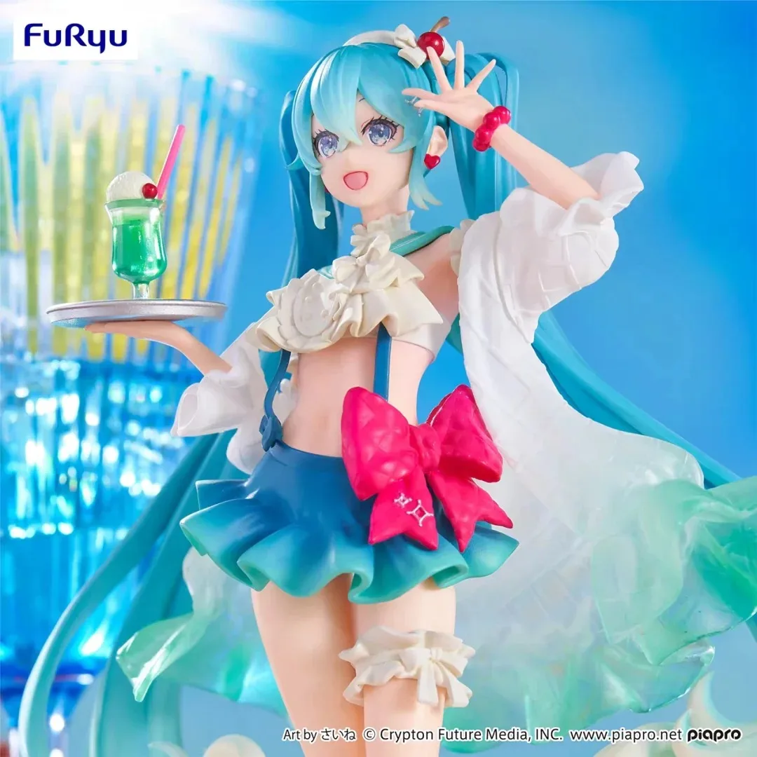 Nuova Statuetta Anime Hatsune Miku da 18CM, Serie Sweet Sweets Melon Soda Float, Figura in Piedi, Giocattolo Carino da Collezione, Action Figure in PVC