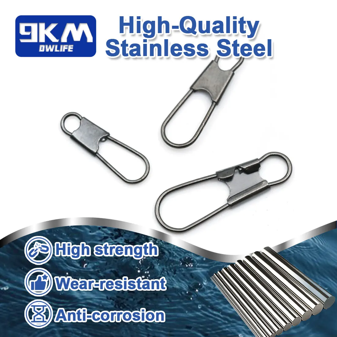 Fishing Interlock Snaps 50~200Pcs Stainless Steel Safety Snap Fishing Clip Saltwater Freshwater Quick Change Fast Clip Connector