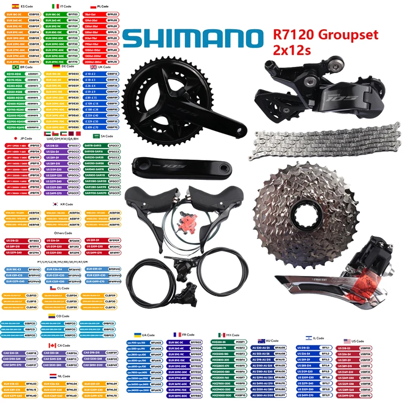 

Shimano 105 R7120 Groupset 2x12s Hydraulic Disc Brake Mechanical Groupset R7100 Front Derailleur Rear Derailleur For Road Bike
