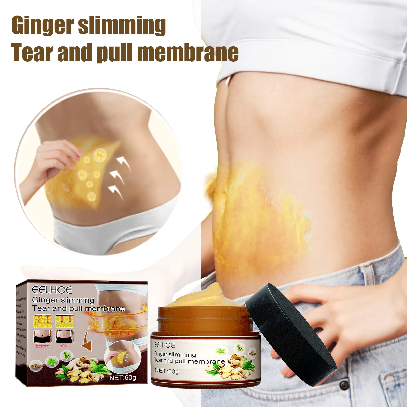 Ginger Anti Cellulite Cream Slim Waist Abdominal Cellulite Removal Tighten Arms Belly Fat Burner Anti-Aging W-eight Loss Product