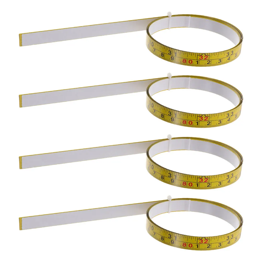 

4Pcs Sticky Adhesive Steel Measuring Tape Double Scale Self-Adhesive Workbench Ruler Peel and Stick Metric Tape