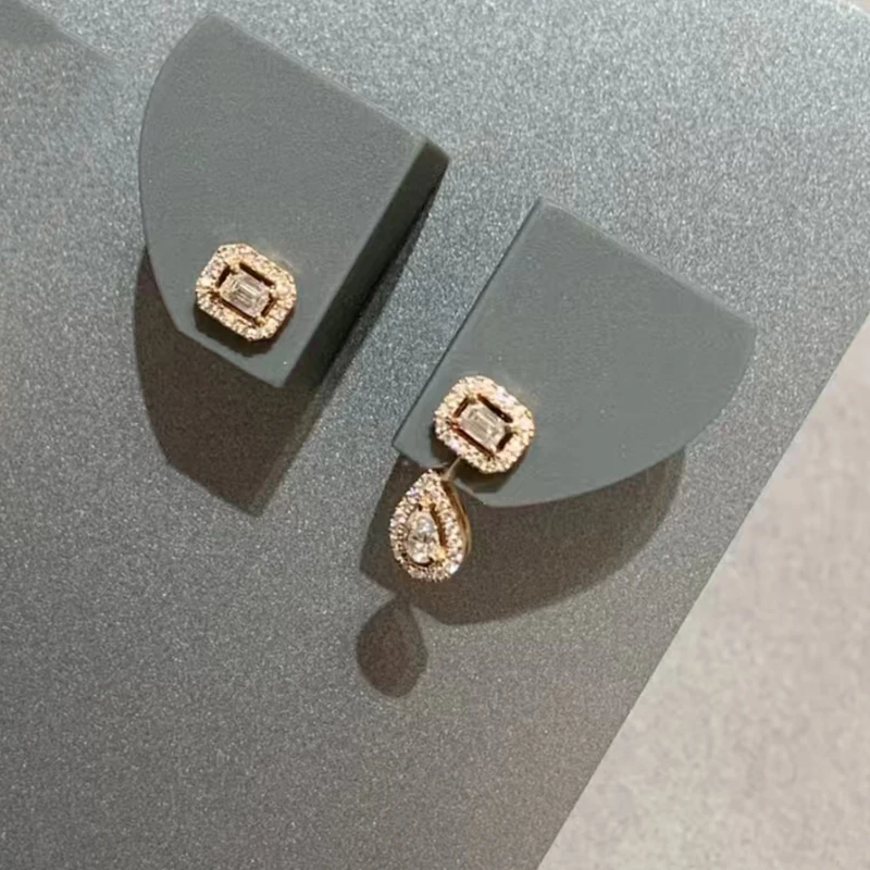 

2025 Hot Sale S925 Silver Classic Square Teardrop Earrings Women Fashion Luxury Original Jewelry Party Valentine's Day Gift