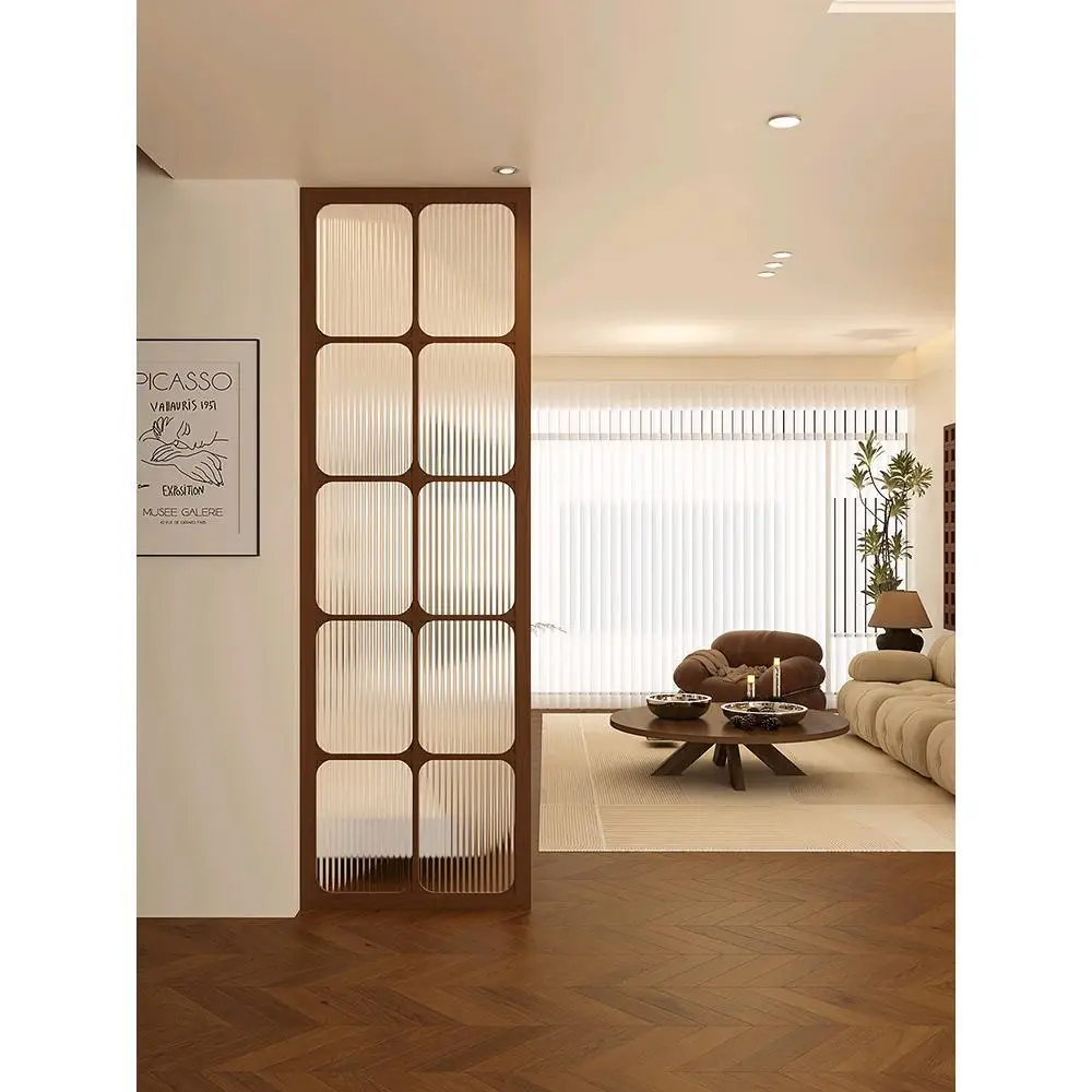 Retro solid wood living room entrance entrance Changhong glass partition new Chinese style facing the door to block the screen