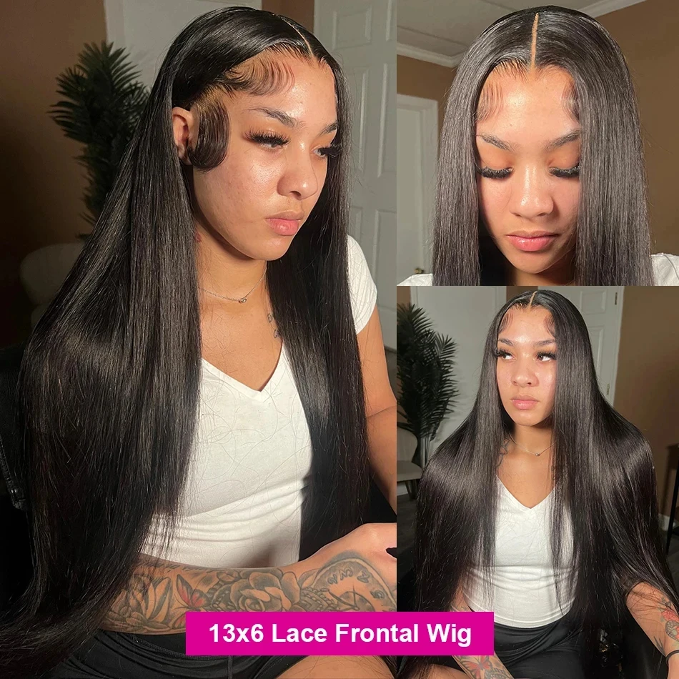 Wig Rambut Asli Manusia Lakeisha 30 Inch Bone Straight 13x6 HD Transparent Lace Front Wig Brazilian Unprocessed Lace Frontal Wig Preplucked
