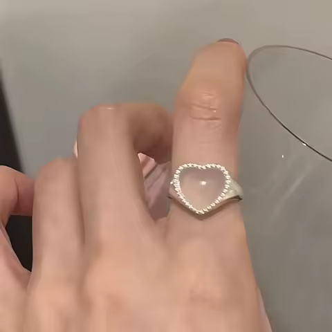Vintage Silver Color Love Heart Ring For Women Girl Trendy Simple Temperament Sweet Wedding Bride Aesthetic Jewelry Gift