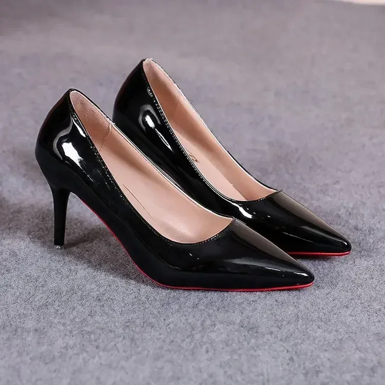 Sexy Spitze Lackleder High Heels Elegante Damen-Stilettos für Partys Klassische Schwarze Pumps für Beruf und Freizeit – Detail 36