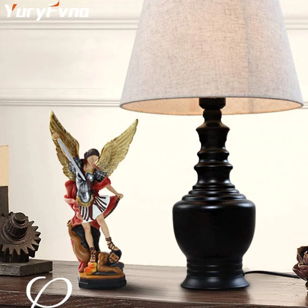 Saint Michael Archangel Slaying Demon Statue Sculpture Figurine Resin Ornament Home Office Desk Bedroom Decoration Gift
