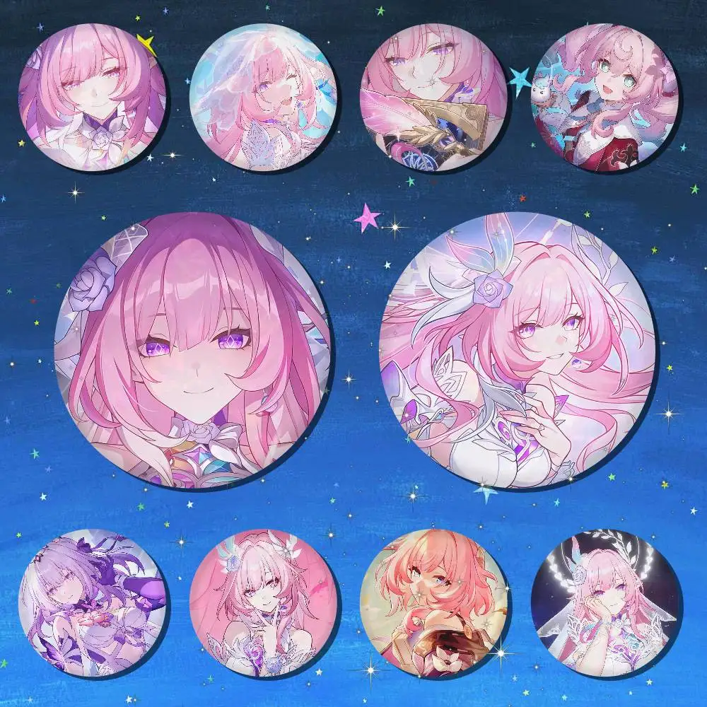 Honkai Star Rail Cyrene 75 x 75 25 x 25 mm, runde Cartoon-Broschen auf Rucksack, Hemd, Accessoires, Schmuck, Abzeichen, Geschenk für Freunde