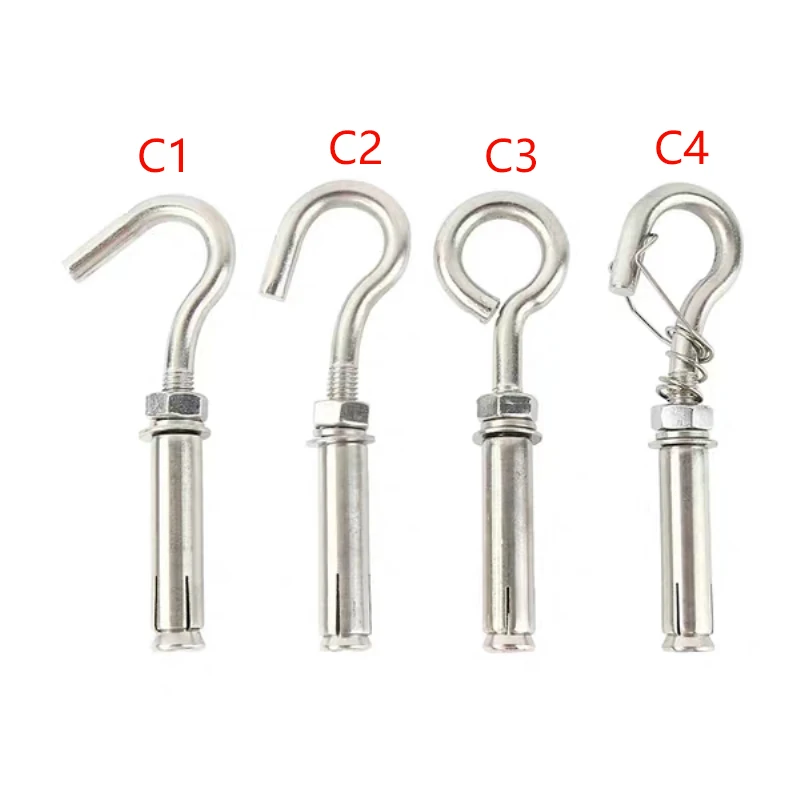 10pcs/lot Stainless Steel m6/8/10/12 Expansion Hook Screw Lifting Ring Manhole Cover Mesh With Hook Water Heater Expansion Bolt