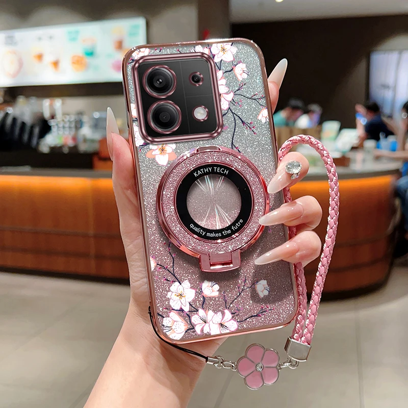 N ote 13 زهر الكرز تصفيح سوار حامل جراب هاتف ل Xiaomi Redmi ملاحظة 14Pro 12S 14 13Pro 12 13 12Pro 14ProPlus غطاء