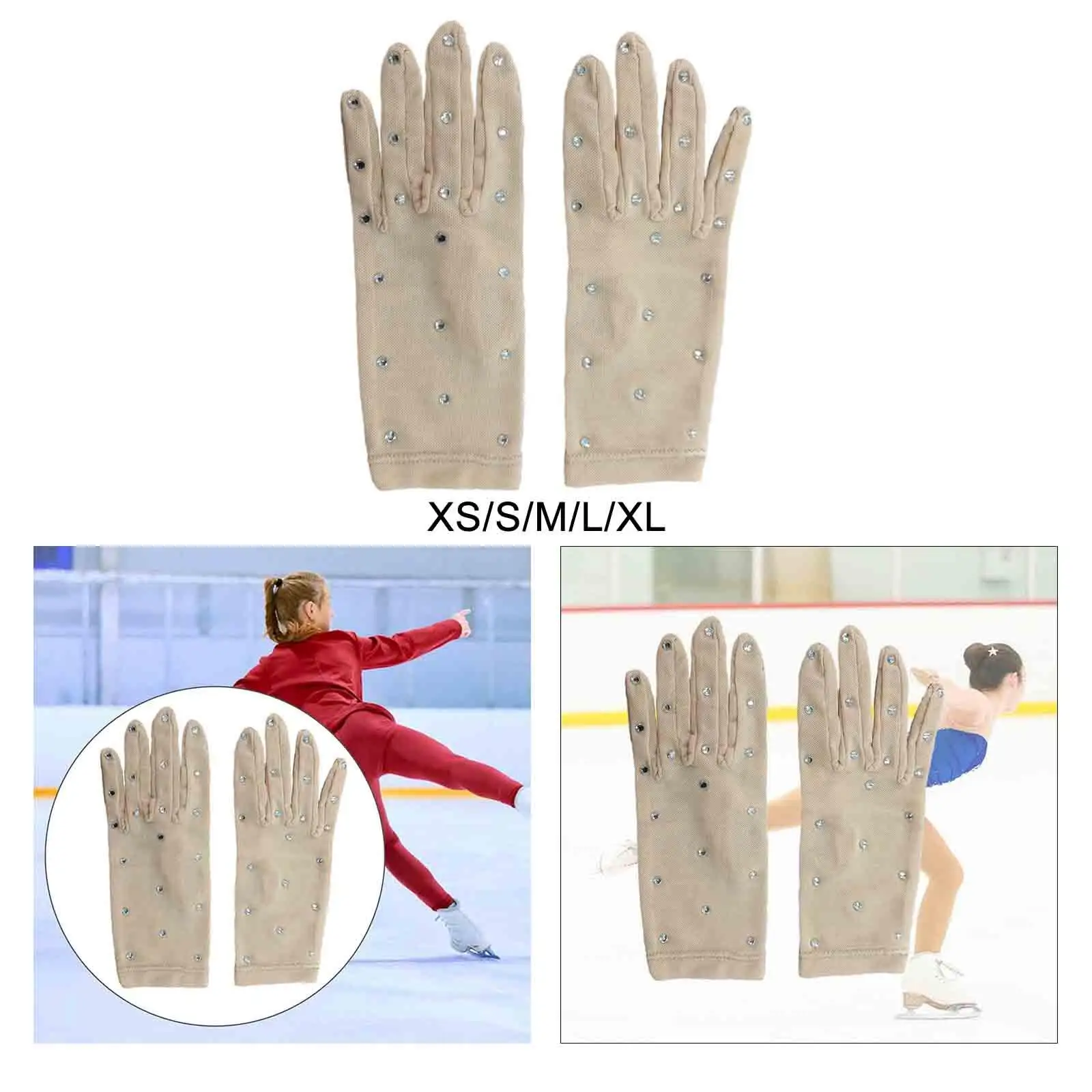 Guantes de patinaje sobre hielo, guantes de patinaje artístico, protección de Palma de diamantes de imitación duraderos