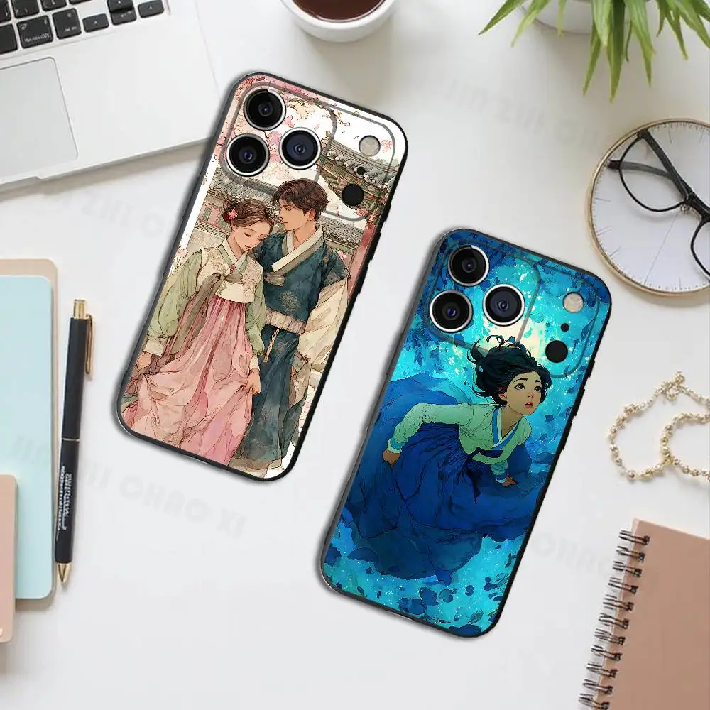 

Korean Tradition Lover Black Phone Case For IPhone 17 16 15 14 13 12 13 12 11 Pro Max Plus XS XR Silicone Soft Back Cover