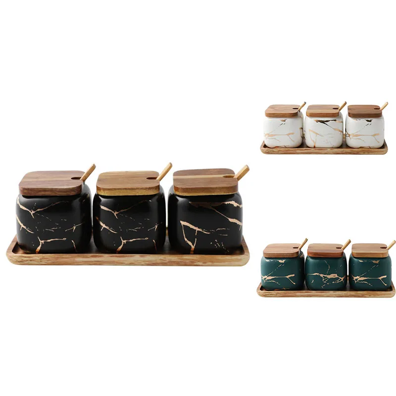 

Nordic Matte Marble Ceramic Herbs Cans Spice Jar Some Salty Cans Domestic Herbs Box Kitchen Herbs 3 Deli Set