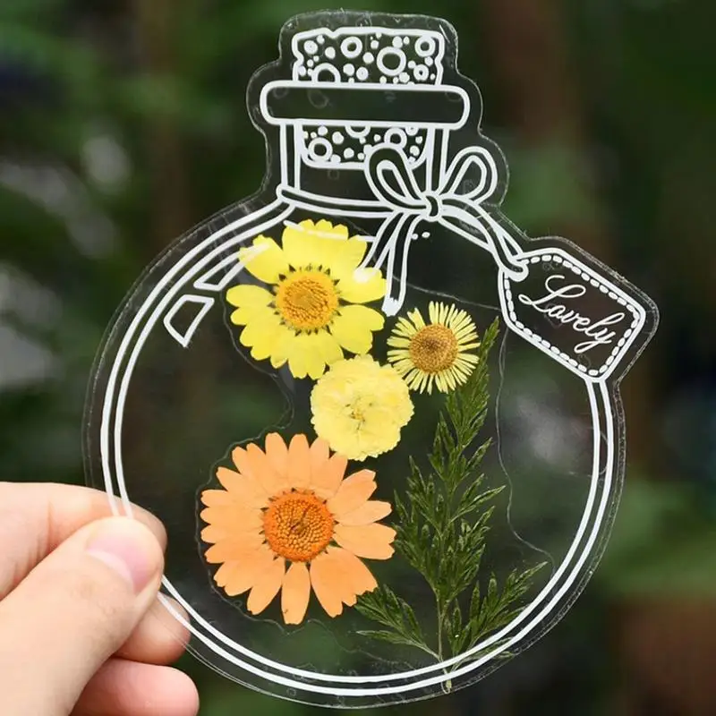 إشارات مرجعية شفافة على شكل زهرة مجففة مصنوعة يدويًا، إشارات مرجعية شفافة على شكل زهرة مجففة، صانع صفحة إبداعي جميل للأصدقاء والأمهات