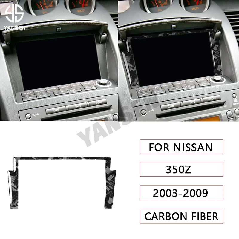

Car GPS Navigation Panel Cover Trim Forging Carbon Fiber Sticker For Nissan 350Z 2003 2004 2005 2006-2008 2009 Accessories