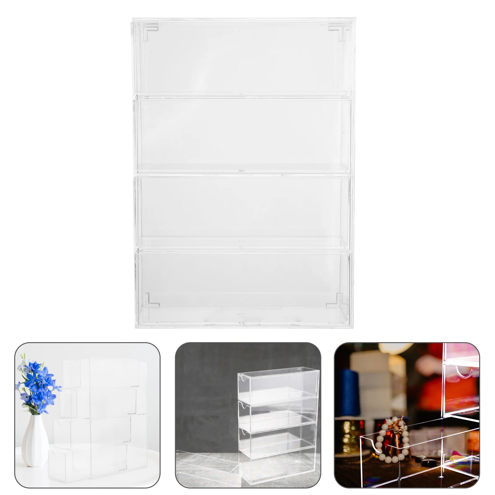 

Sunglasses Organizer Acrylic Clear Eyeglass Case 4-Drawer Stackable Sunglasses Holder Eyewear Display Rack Eyeglass Storage