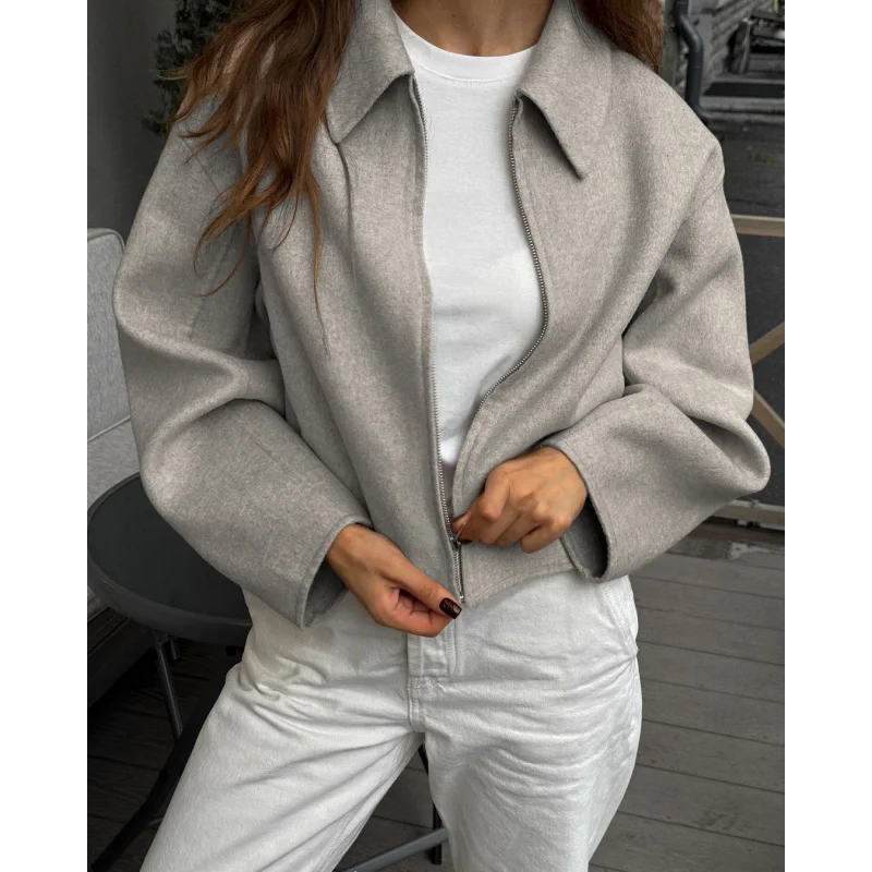 معاطف شتوية نسائية كلاسيكية من Bombe 2025 Za مجموعة جديدة من سترة الشتاء بأكمام طويلة وسحاب ملابس خارجية