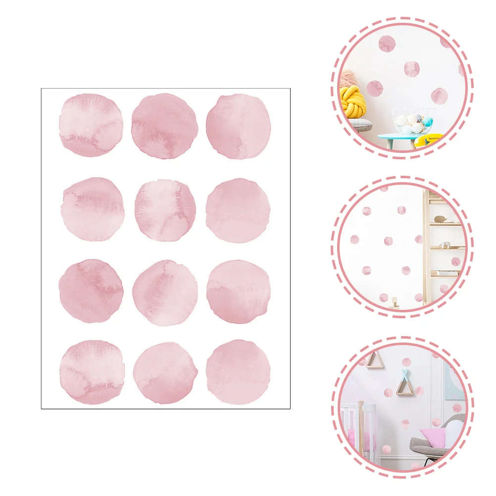 

4 Sheets Pink Dot Wall Stickers DIY Removable Wall Decals for Bedroom Room Sofa Background Decor Pink Stickers