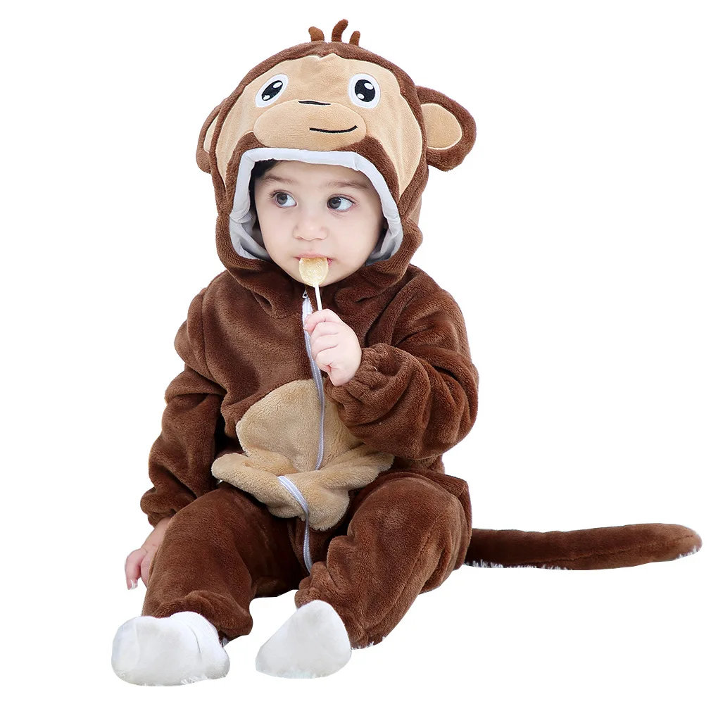 

Newborn Baby Rompers Kigurumi Boy Girls Pajamas Animal Cartoon Romper Hooded Pyjama Lion Monkey Costumes Toddler Cosplay Clothes