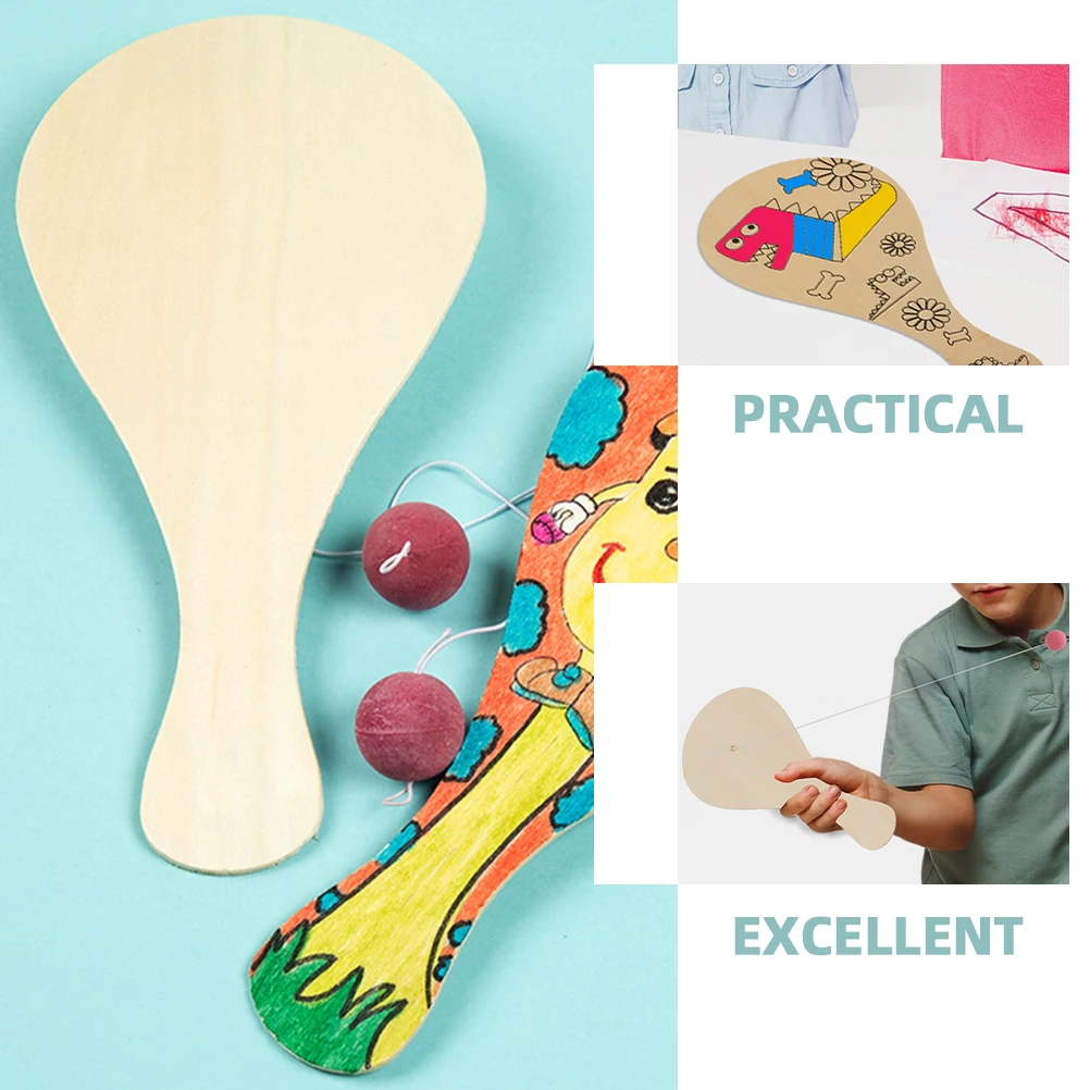 어린이 색칠 놀이를 위한 8개 DIY 무도색 나무 패들 세트, 수공예 예술 공예 실내외 놀이 학습 도구