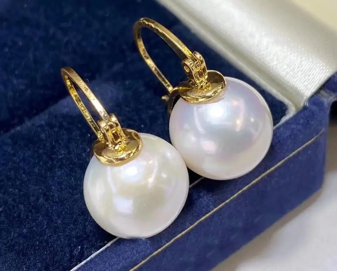 Giant Pearl Earrings AAAA++10-11mm 11-12mm 12-13mm Gorgeous Japanese KOYA White Round Pearl Earrings 925s